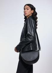 Black leather semicircular women's handbag TORES-1053-99(Z24)