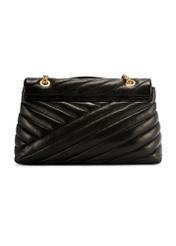 Women's leather handbag in black color TORES-1285-99(W26) - product view from the back, on a white background.