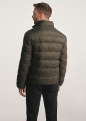 Men's olive transitional jacket KURMT-0389-57(Z25), product visible from the back on the model, half of the silhouette visible.