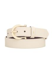 Women's white leather belt PASDS-0274-0B(W26), front product view on white background.