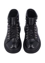 Men's black leather ankle boots BUTYM-0557-99(Z26), front product view on white background.