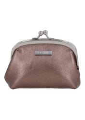 Brown leather women's coin purse PORES-1031-1G(Z26), front view of the product on a white background.