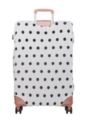 Large suitcase cover with polka dots AW-013-0007-0P-L(W26), product view from the back on the suitcase.