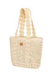 Light beige straw shopper bag TOREC-1222-1E(W26), diagonal product view on a white background.