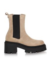 Beige leather women's boots BUTYD-1041-81(Z23)-01