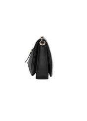 Black women's handbag with monogram TOREC-1293-9P(Z26), product view from the side on a white background.