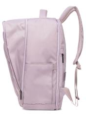 Pink backpack PLCMN-0014A-31(Z25), side expanded product view on white background.