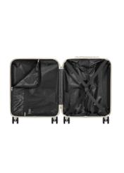 Small polka dot suitcase on wheels WALAB-0074-0P-19(W26), product view inside on white background.