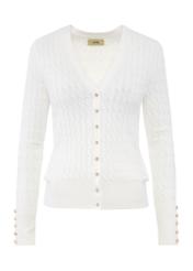 Cream women's cardigan with buttons KARDT-0044-12(Z24)-03