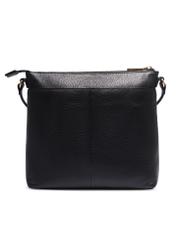 Black women's handbag made of natural pea leather TORES-1425-9I(Z26), product view from the back on a white background.