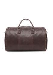Brown leather travel bag TORMS-0464-1H(Z26) - product view from the back, on a white background.