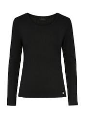 Black ribbed longsleeve blouse for women LSLDT-0044-99(Z24)