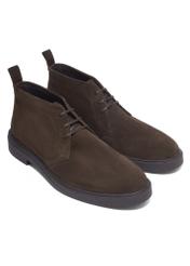 Men's dark brown suede ankle boots BUTYM-0575-1I(Z26), diagonal product view on a white background.
