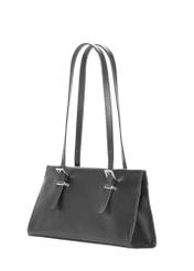 Black leather women's shoulder bag TORES-1429-99(Z26). Side view, diagonal, on a white background.