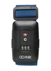 Navy blue luggage belt AW-011-004-7D(W26), front product view on white background.