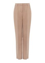 Beige elegant women's trousers SPODT-0106A-1D(W26) - front product view, on a white background.