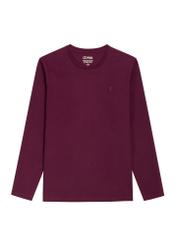 Men's burgundy cotton longsleeve LSLMT-0013-4D(Z26) - front product view, on white background.