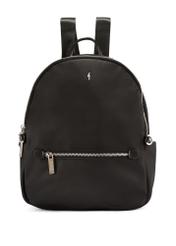 Black medium women's backpack with a waist bag TOREN-0327-99(Z25), front product view without waist bag on a white background.