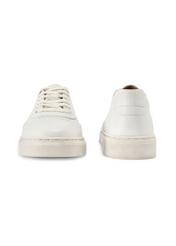 Men's leather sneakers in white BUTYM-0484-0B(W26), product view from the front and back on a white background.
