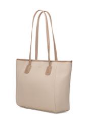 Beige women's shopper bag TOREC-1162-1D(W26), diagonal product view on a white background.