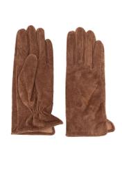 Camel suede gloves REKDS-0099-1D(Z26)- widok produktu z przodu na białym tle. 