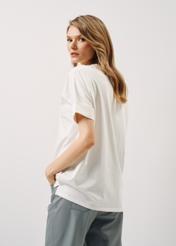 Cream Women's T-shirt with floral print TSHDT-0122-12(W24)-03