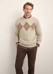 Men's woolen sweater with diamond pattern SWEMT-0216-1A(Z26)