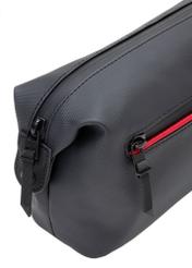 Black men's cosmetic bag TORMN-0397-9J(W26), close-up of product detail on white background.