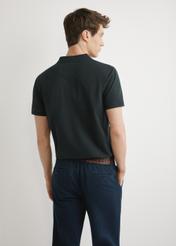 Men's black polo shirt POLMT-0055A-99(W26), back view of the product on the model. Half of the silhouette visible.