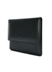 Black small men's leather briefcase TORMS-0469-99(Z25) - diagonal product view on a white background.