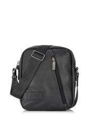 Black leather men's bag TORMS-0251B-99(Z25), front product view on white background.
