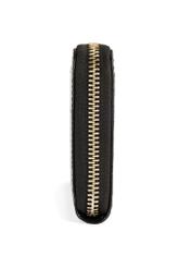 Black large women's croco wallet PORES-0908-9G(Z26) - side view of the product, on a white background.