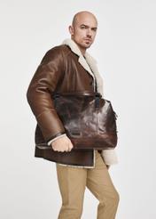 Brown leather large men's bag TORMS-0103B-79(Z24)