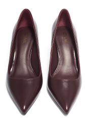 Women's burgundy leather pumps BUTYD-1031A-4D(Z26), front product view on white background.