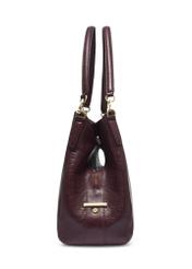 Burgundy leather women's shopper handbag TORES-0636-4D(Z26), side product view on white background.