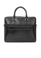 Black leather men's laptop bag TORMS-0506-99(W26) - product view from the back, on a white background.
