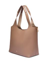 Beige women's shopper bag TOREC-1259-1B(Z26) - diagonal product view, on a white background.