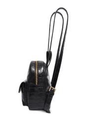 Black women's crocodile-effect leather backpack TORES-1323-9G(Z26), side view, on a white background.