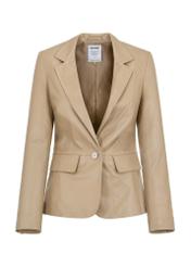 Beige leather jacket for women KURDS-0445-1187(W24)-03