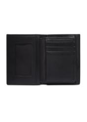 Small black leather men's wallet PORMS-0702-99(Z26), product view inside on white background.