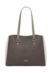Cool beige shopper bag TOREC-1260-1K(Z26), product view from the front on a white background.