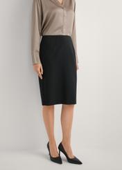 Classic black pencil skirt SPCDT-0088-99(W25), product view from the front on the model, half of the silhouette visible.