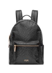 Black women's backpack with monogram TOREN-0280A-99(W25), front product view on white background.