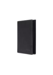 Small black leather men's wallet PORMS-0702-99(Z26), diagonal product view on white background.