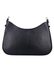 Black leather women's shoulder bag TORES-1348-9I(Z26), product view from the back on a white background.