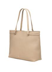Beige leather women's shoulder shopper bag TORES-1357-1B(Z26) - diagonal product view, on a white background.