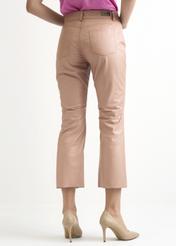 Women's beige leather pants SPODS-0026-1187(W22)-03