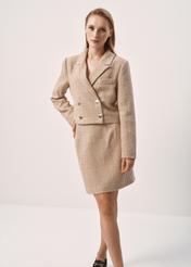 Women's short beige jacket ZAKDT-0029-81(Z23)-03