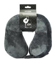 Gray travel pillow AW-014-0001-91(W25), front view of the product in the packaging on a white background.
