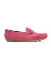 Women's leather moccasins in fuchsia color BUTYD-1262-5E(W26), side view of the product on a white background.